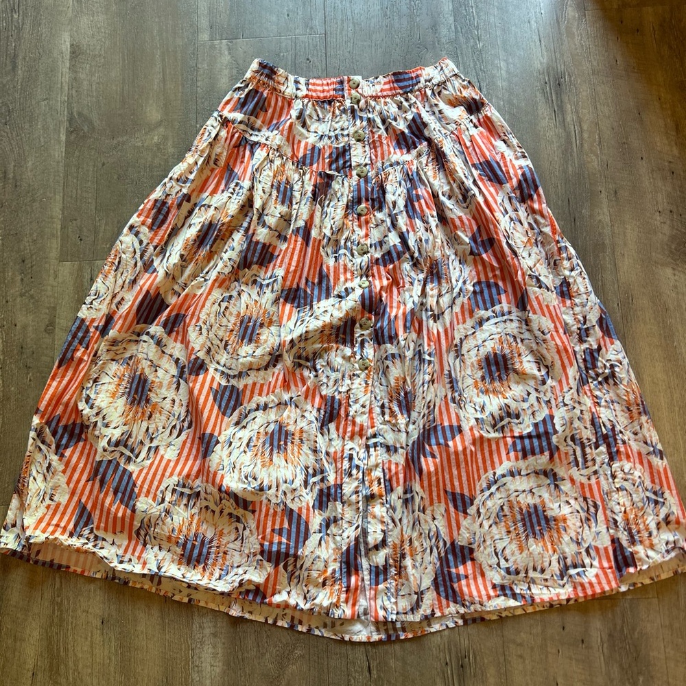 ANTHROPOLGIE- Floral Striped Women's Skirt-Size Small